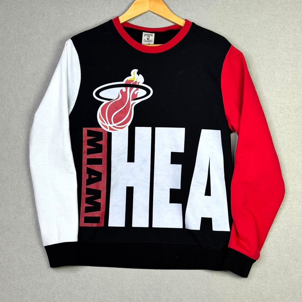 VTG Hardwood Classics Miami Heat NBA Sweatshirt Pullover Graphic Black Men's M